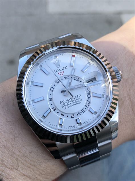 white sky dweller rolex|rolex sky dweller white face.